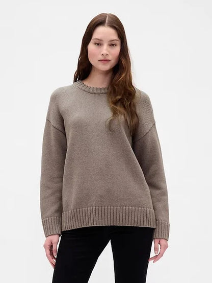 Gap Cotton Oversized Boyfriend Sweater in Toasted Almond - Medium