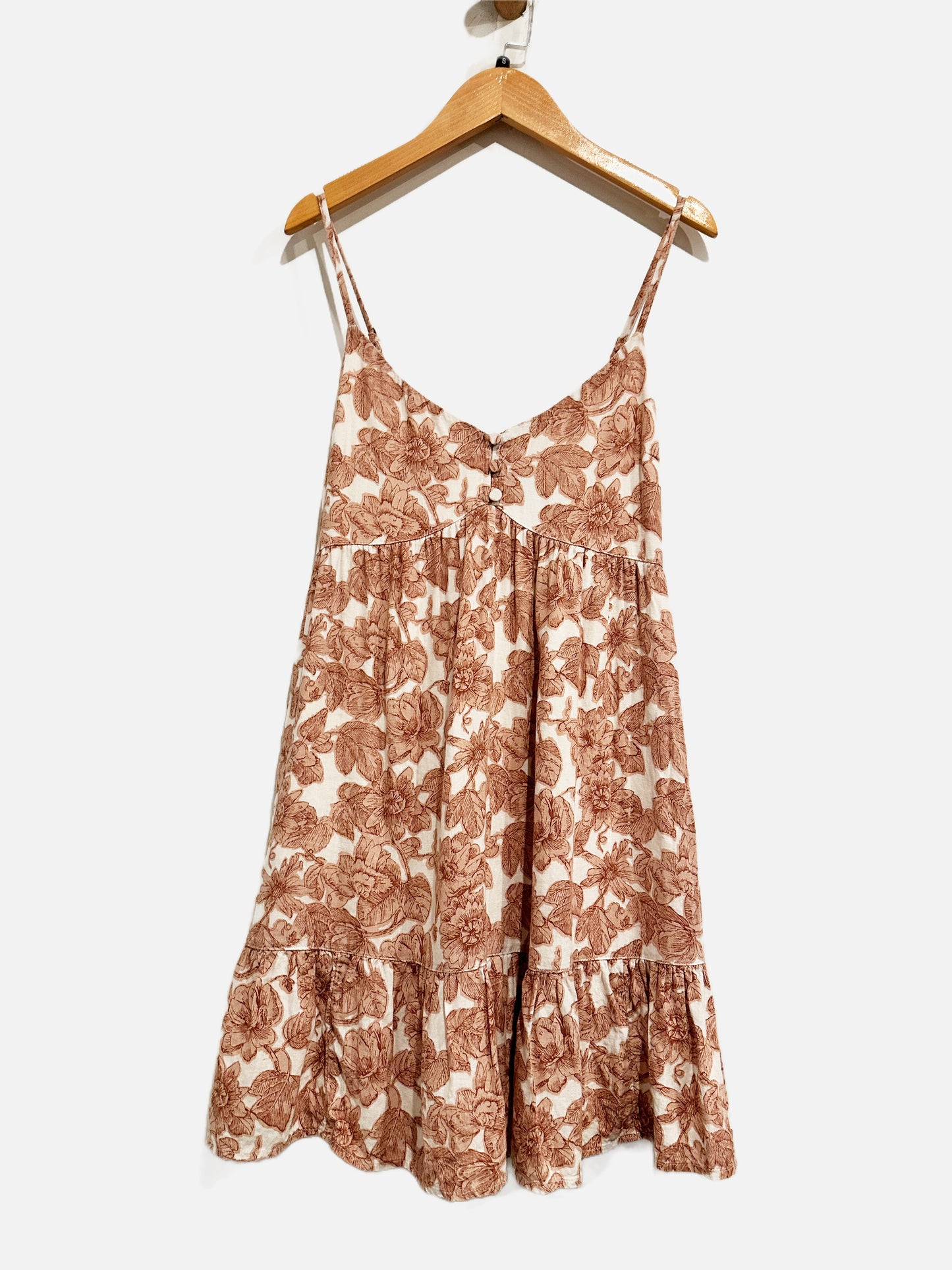 Abercrombie & Fitch Tan Floral Linen Mini Dress - Small
