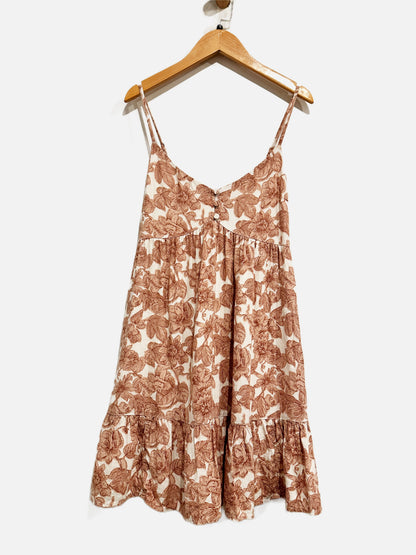 Abercrombie & Fitch Tan Floral Linen Mini Dress - Small