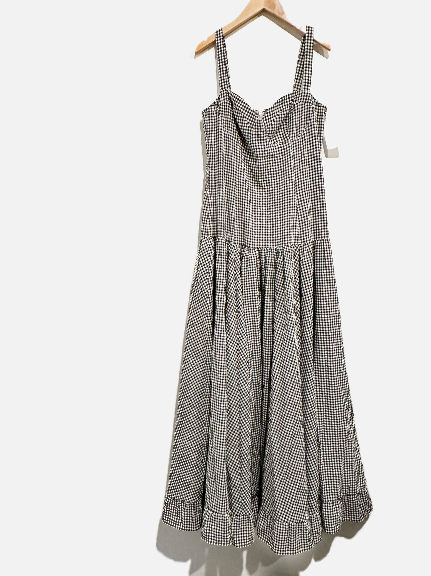 Commense Black and White Gingham Midi Dress - Medium