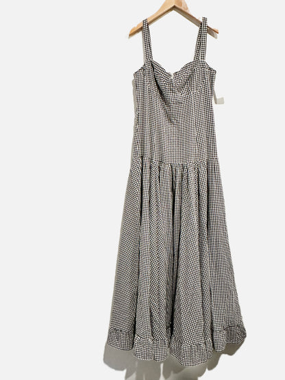 Commense Black and White Gingham Midi Dress - Medium
