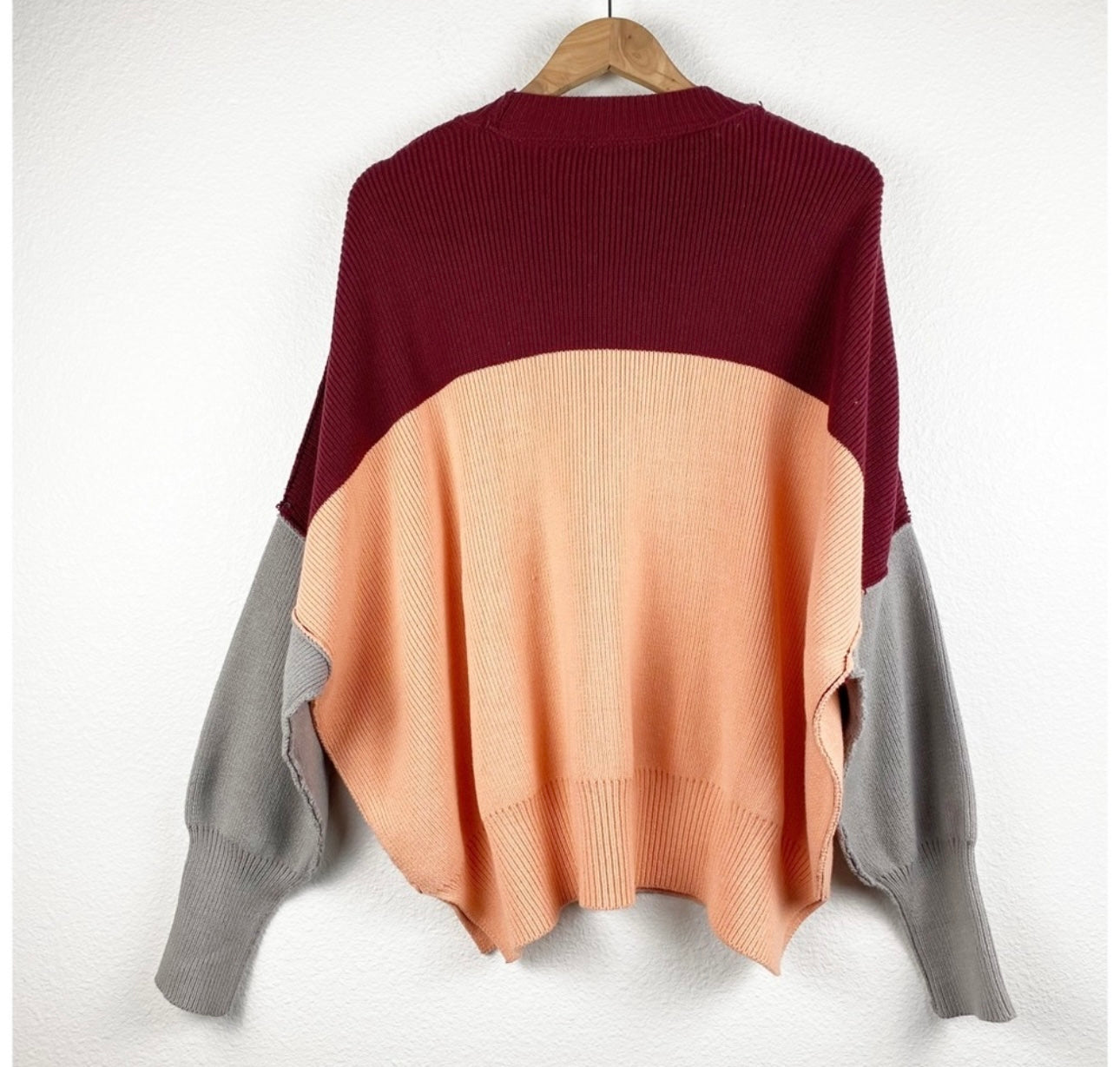 Free People Easy Street Colorblock Sweater in Peach Combo - XS