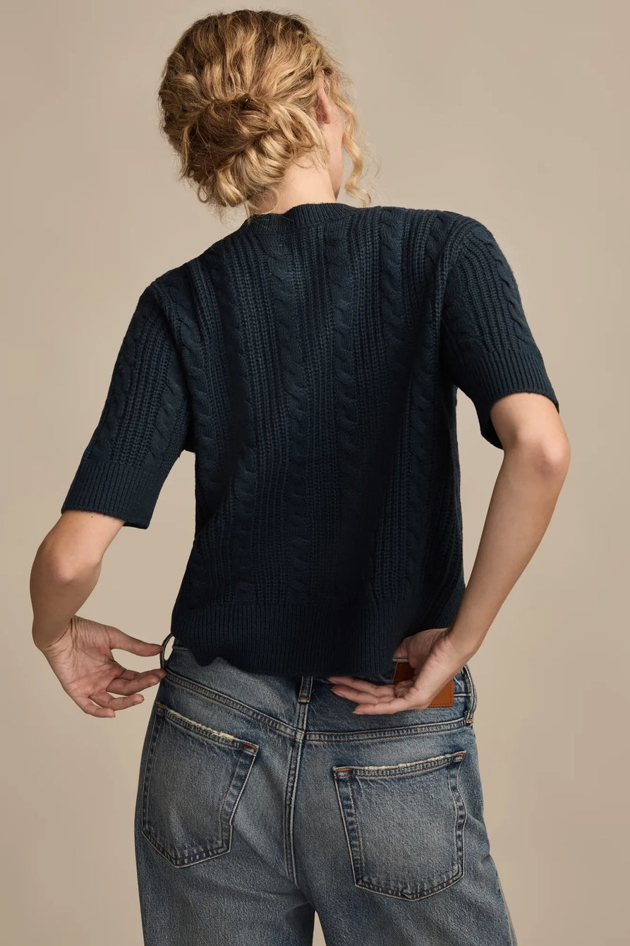 Lucky Brand NWT Short Sleeve Cable Cardigan in Midnight Navy - XL