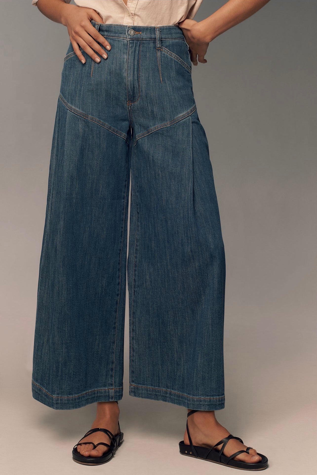 Anthropologie Pilcro Seamed Flounce High-Rise Wide-Leg Jeans - 30