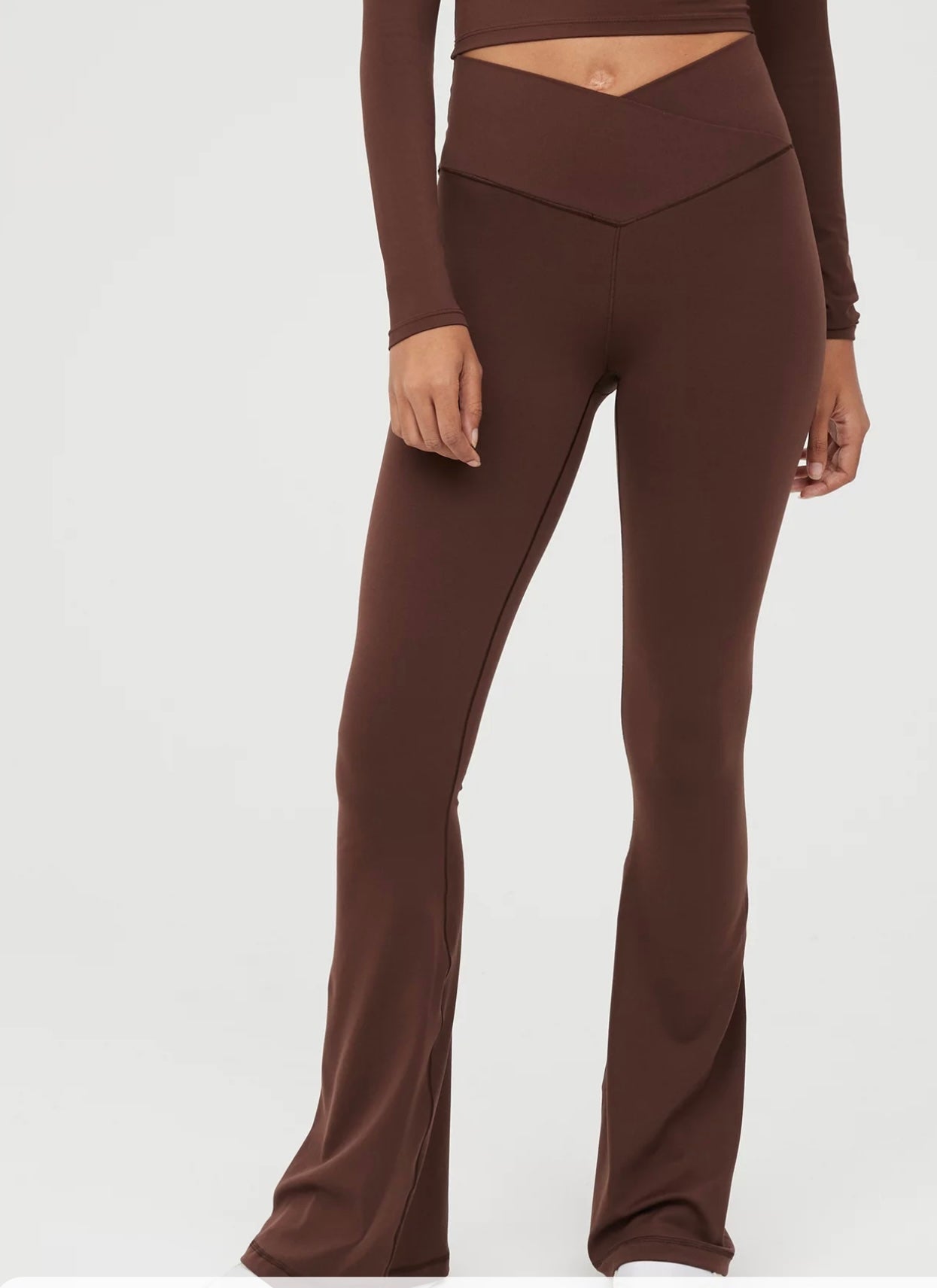 Aerie Offline Brown Flare Knit Pants - Large