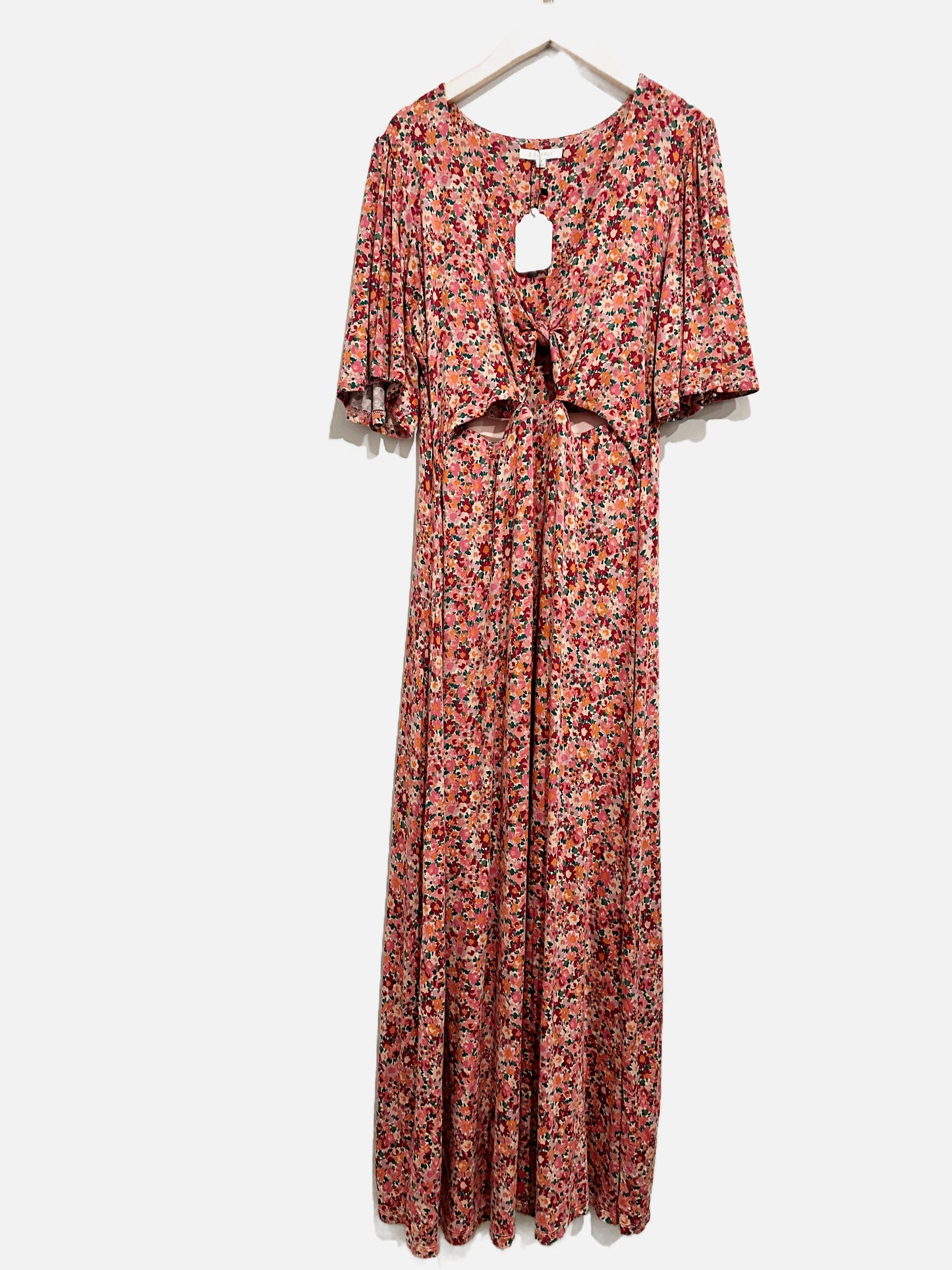 Z Supply Pink Floral Cutout Dress - Medium