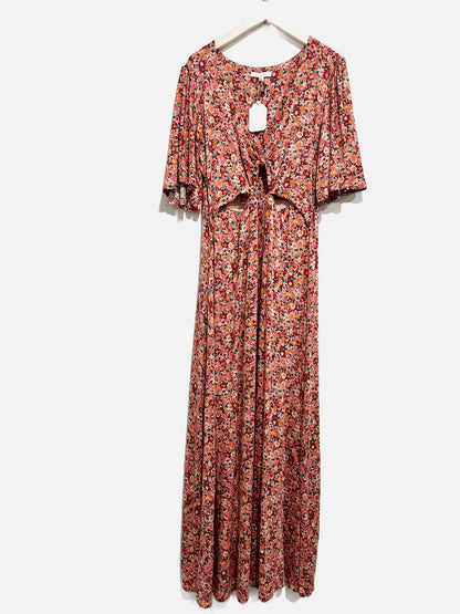 Z Supply Pink Floral Cutout Dress - Medium