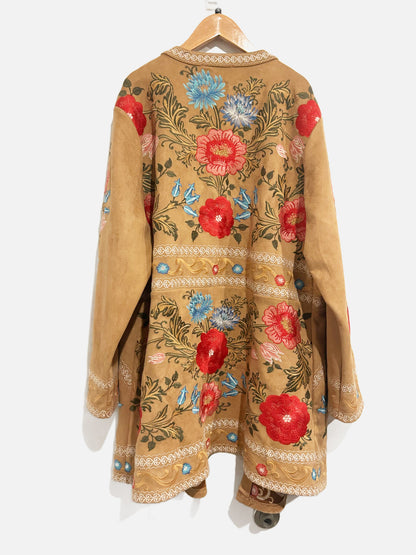 Savanna Jane Brown Embroidered Floral Jacket -2X/3X