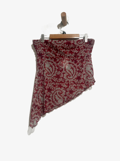 Urban Outfitters Red Mesh Paisley Asymmetrical Tube Top - Medium