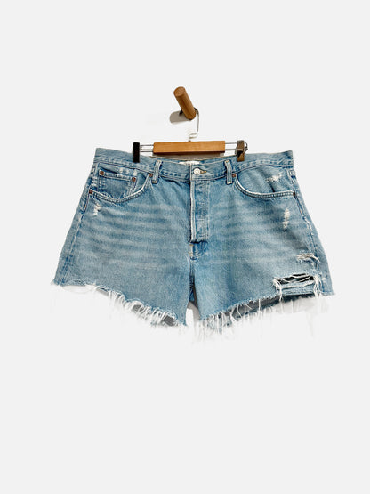 Agolde Parker Long Cut Off Denim Shorts - 34