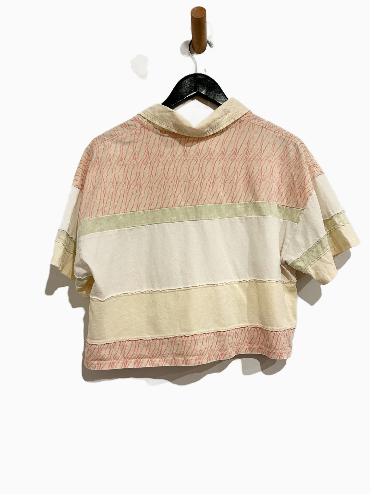 Free People MixPrint Bella Collared Henley Tee - Small