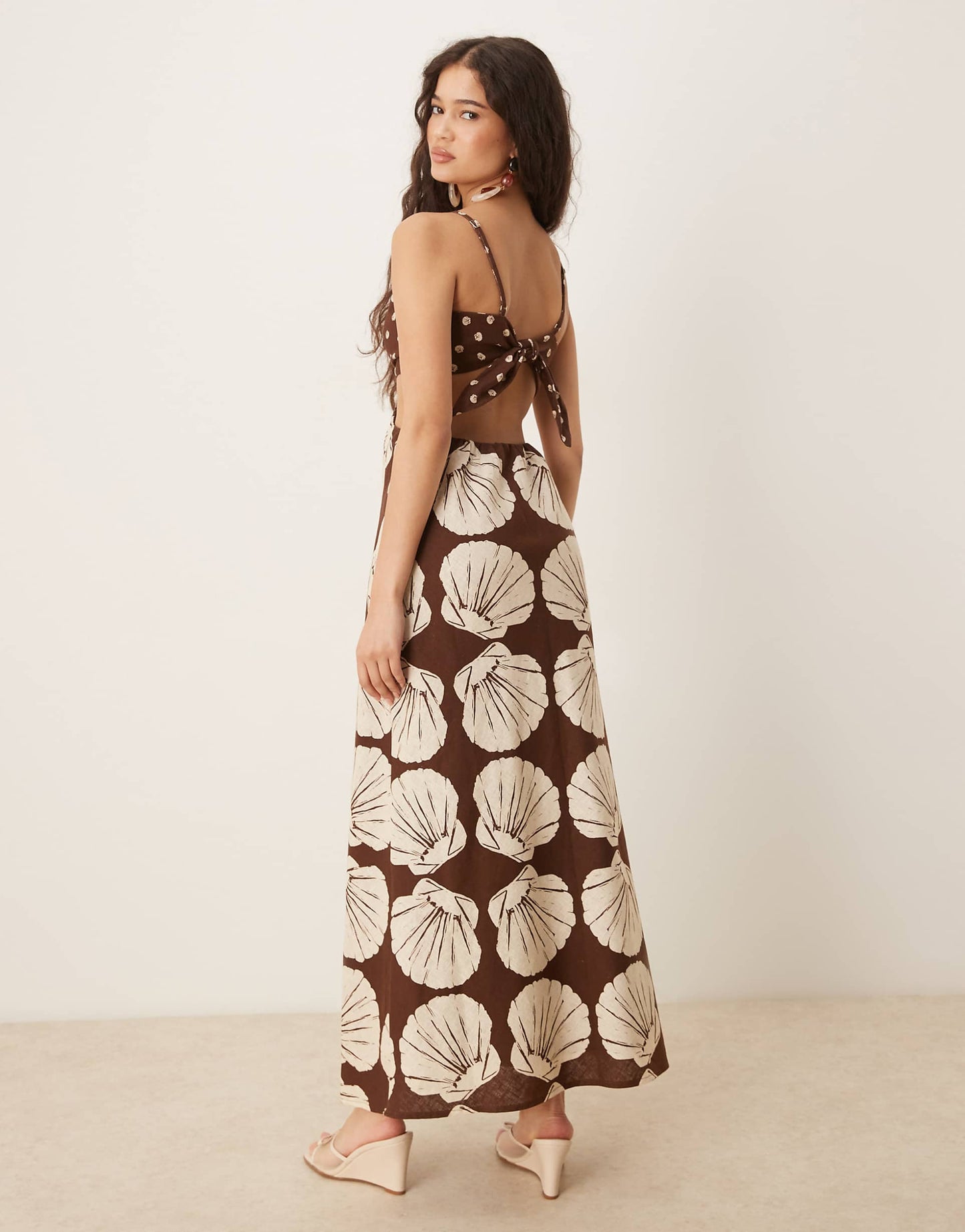 Abercrombie & Fitch Julia Slip Cutout Maxi Dress in Brown Print - Large