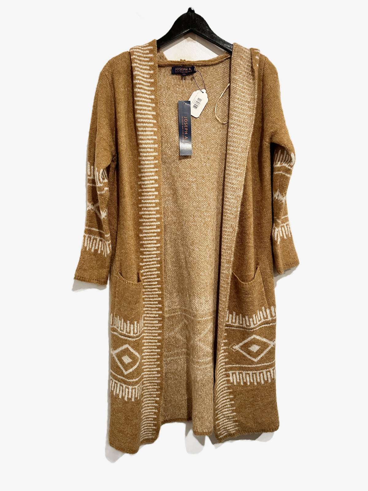 Joseph A NWT Aztec Print Brown and White Hooded Cardigan - Small