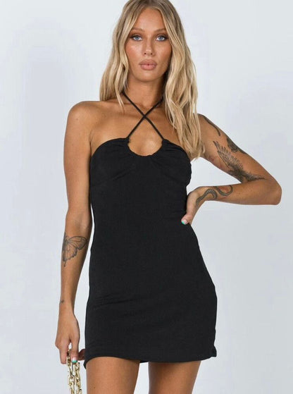 Princess Polly Pazia Black Halter Mini Dress - 6