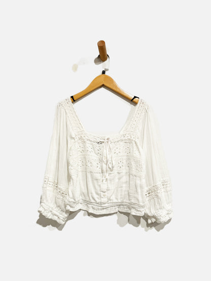 American Eagle White Eyelet Blouse - Small