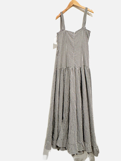 Commense Black and White Gingham Midi Dress - Medium