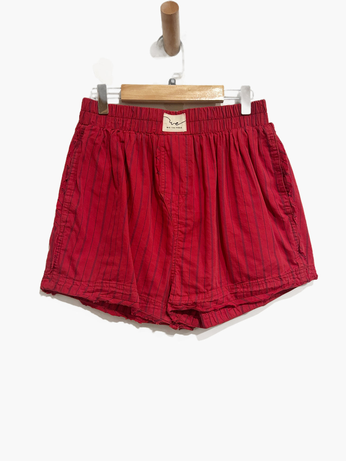 Free People Day To Day Striped Boxer Shorts in Red Combo - XS