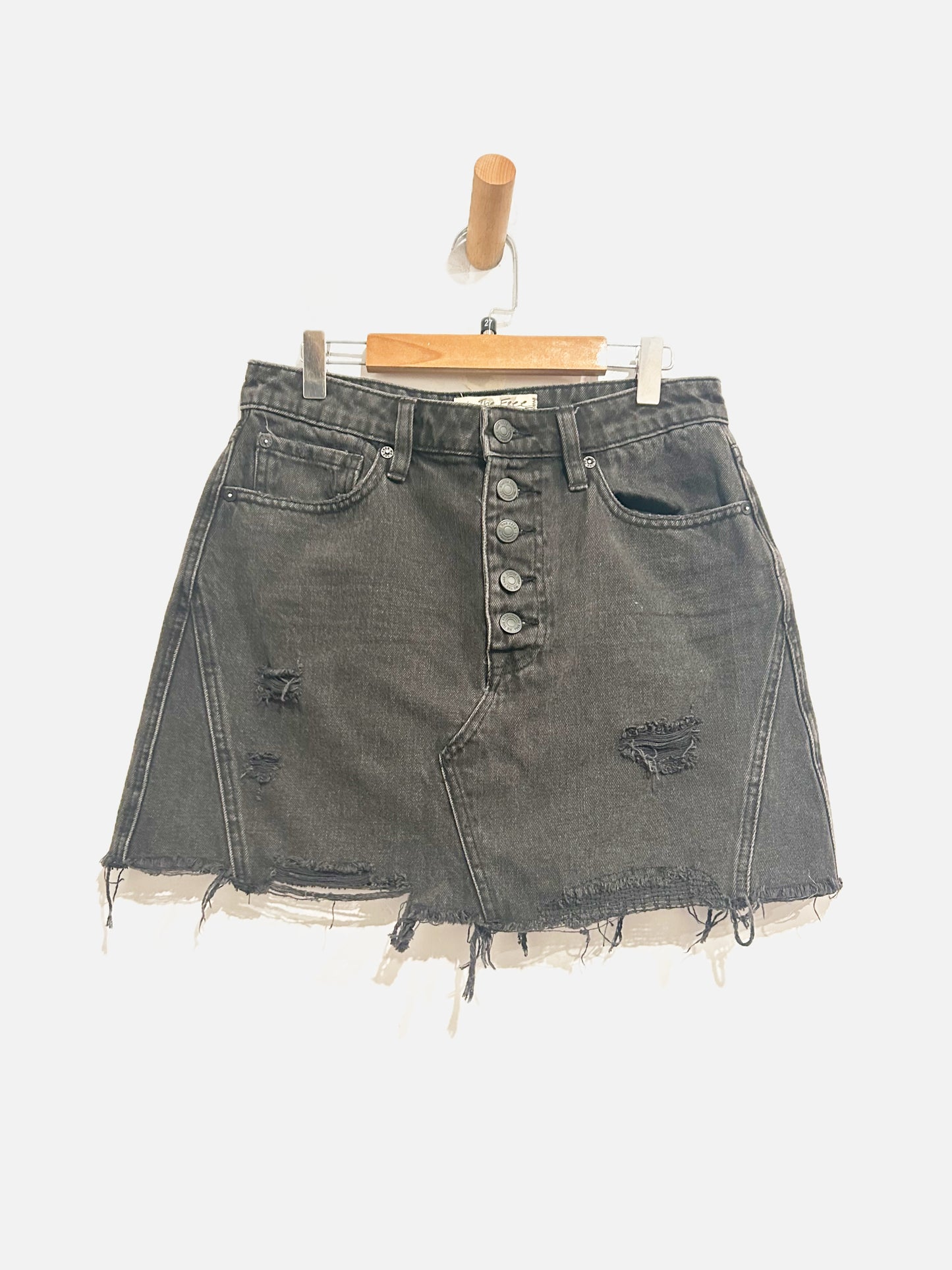 Free People Denim A-Line Mini Skirt in Rainn - 27