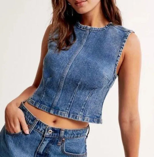 Abercrombie & Fitch Denim Shell Top - Small