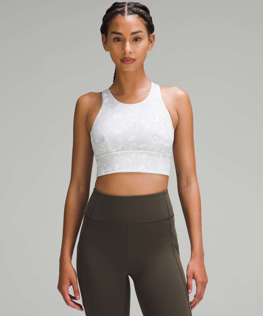 Lululemon NWT Wunder Train Longline Bra in Terrazzo Marble Silver Ice Multi - 6