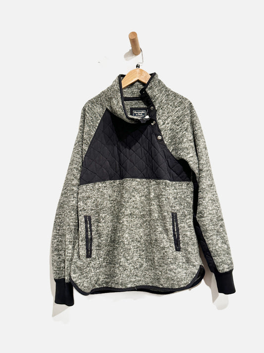 Abercrombie & Fitch Gray and Black Quilted Jacket - Small