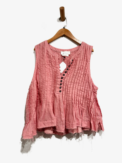 Anthropologie Lottie Pleated Linen Tank in Pink - XL