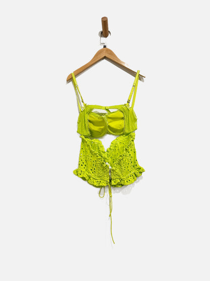For Love & Lemons Lime Green Eyelet Bustier - XL