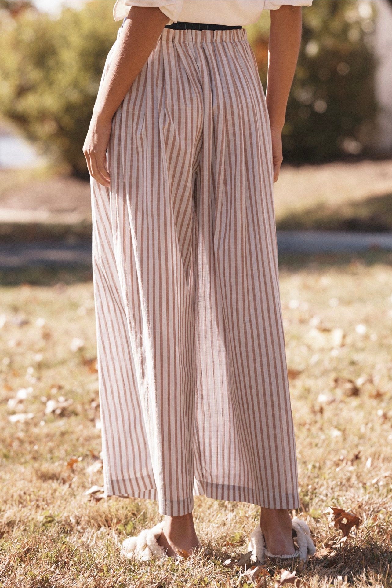 Anthropologie Mixed Stripe Wide-Leg Pants in Sky - Small