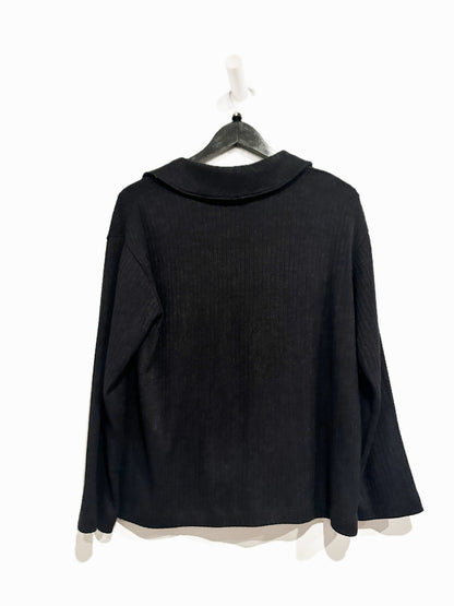 Madewell Relaxed Long-Sleeve Polo Tee in Jet Black - Small