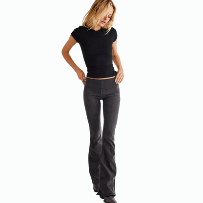 Free People Penny Pull On Flare Jeans in Black - 29