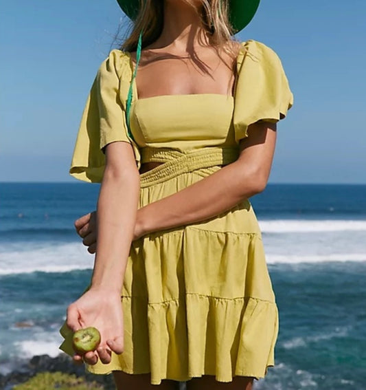 Free People NWT Yellow Cut Out Mini Dress - XL