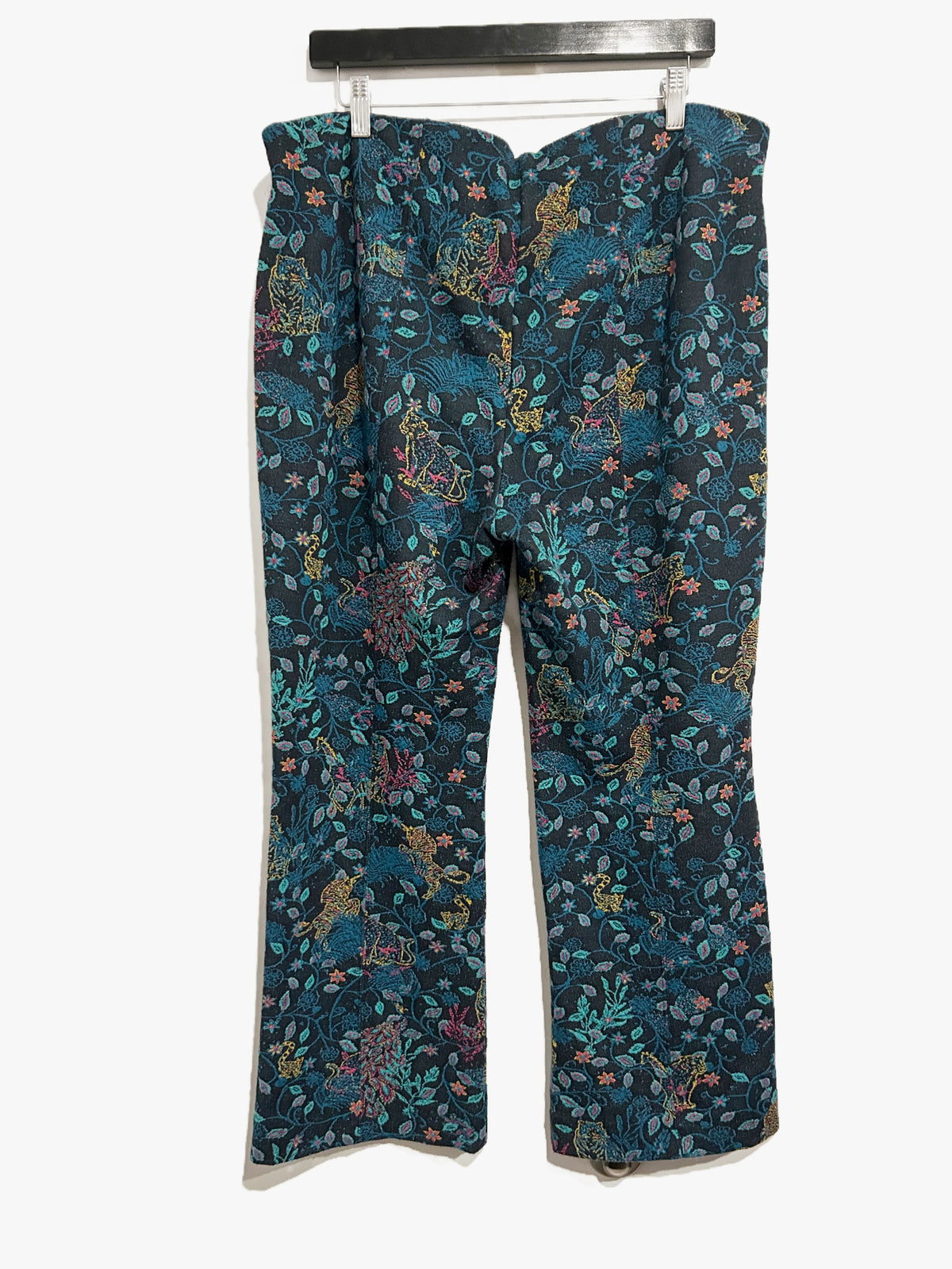 Anthropologie Maeve The Margot Kick-Flare Cropped Pants in Blue Print - XL