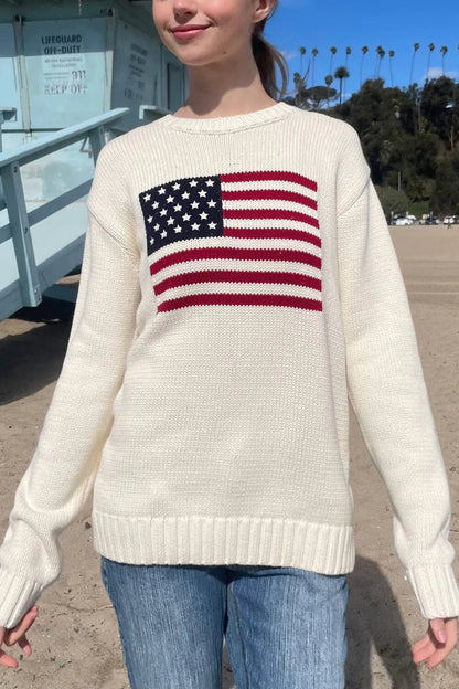 Brandy Melville Nico American Flag Knit Sweater
