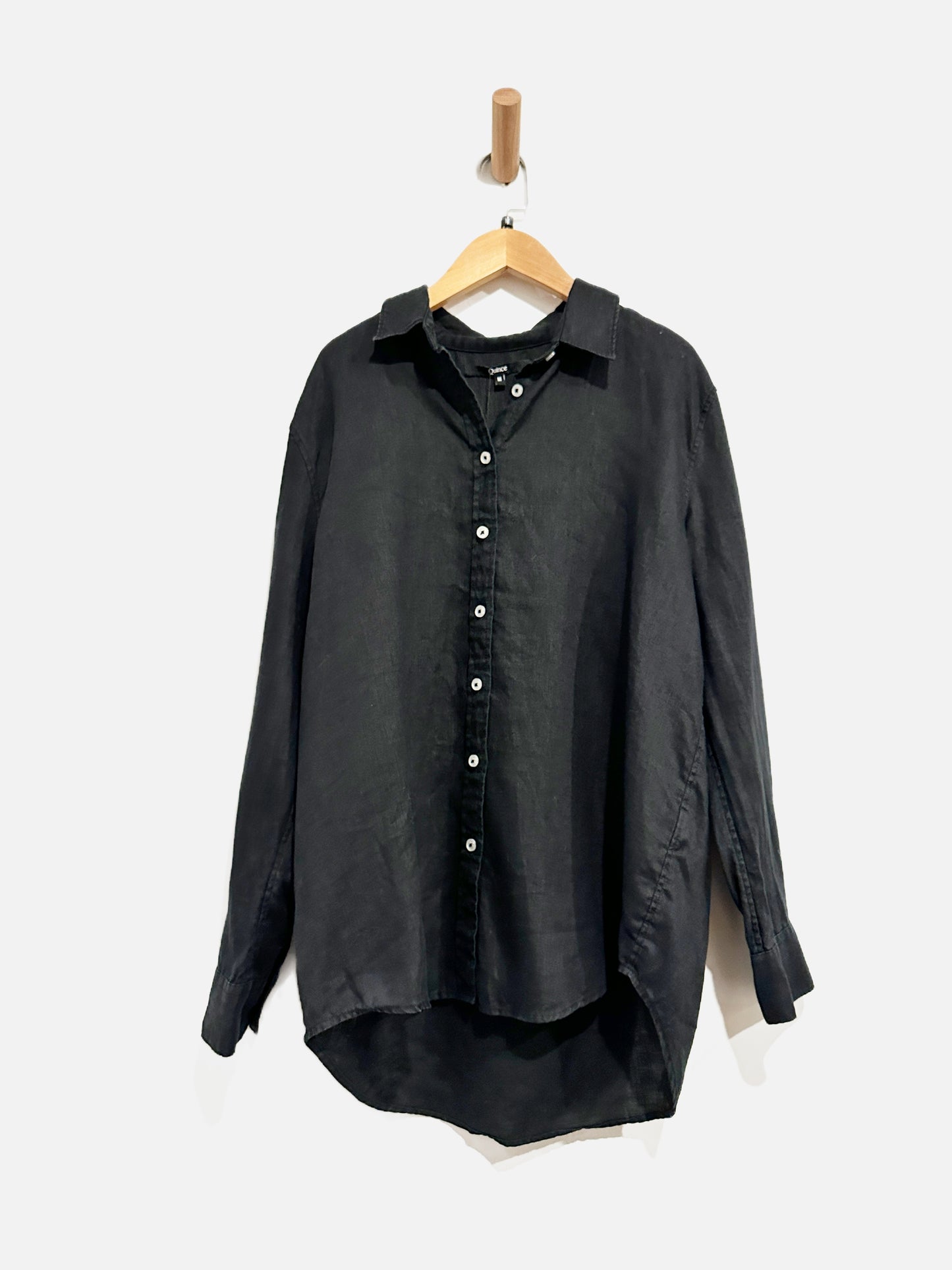 Quince Black Linen Button Up - Medium