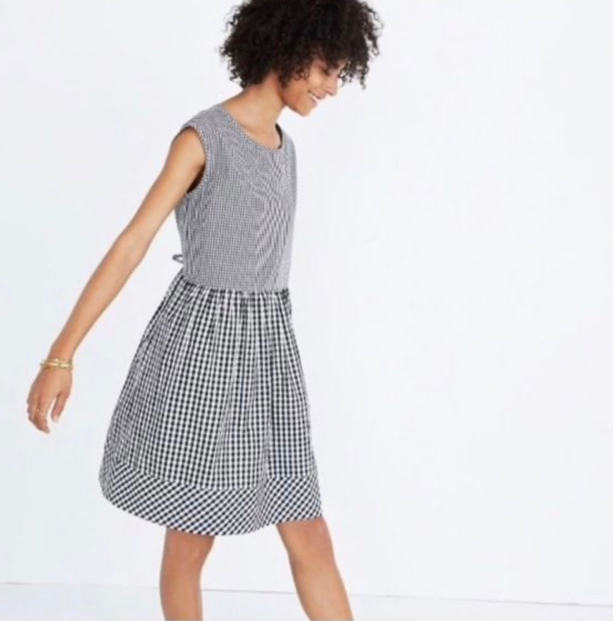 Madewell Black Gingham Dress - Small