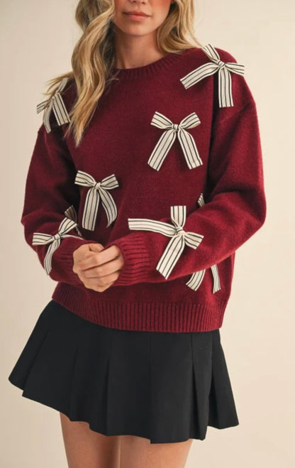 Oliver Red Bow Sweater - Large