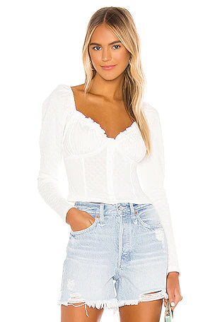 NWT Free People Ladybug Long Sleeve Top in White - Medium