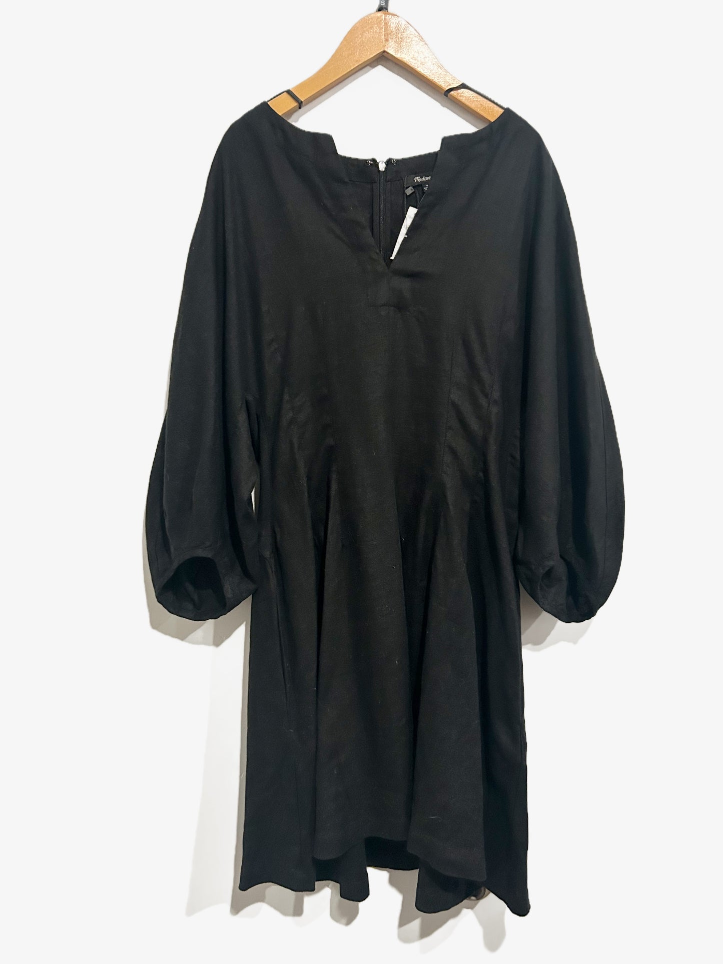 NWT Madewell Linen Splitneck Mini Dress in Jet Black - 6