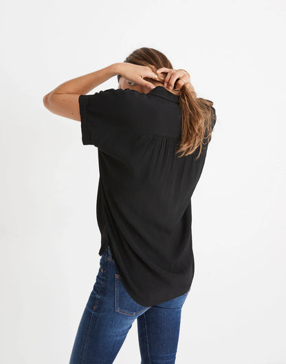 Madewell Black Drapey Button Down SS - XXS