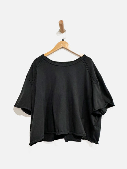 Free People Up North Black Boxy Tee - Large