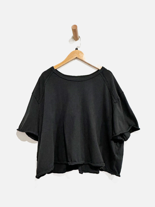 Free People Up North Black Boxy Tee - Large