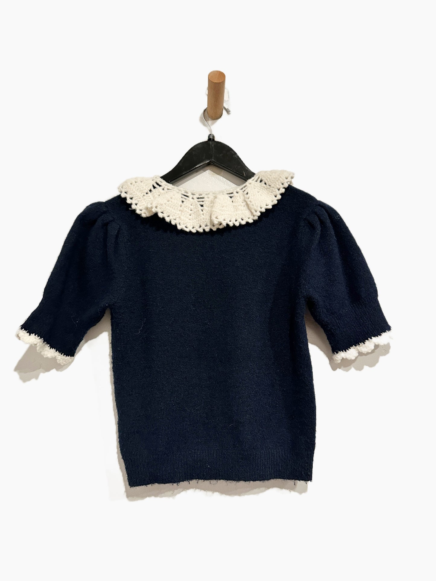 Zara Navy SS Collared Sweater - Small