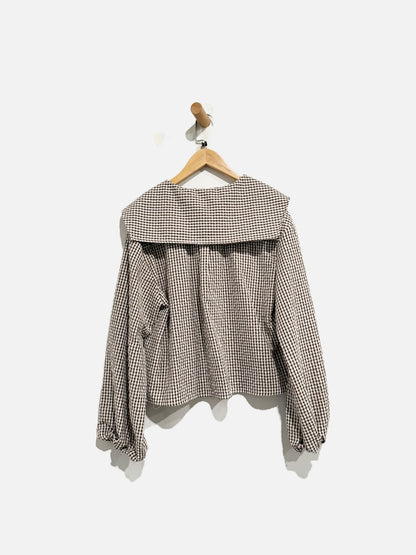 Zara Brown Gingham Blouse - Large