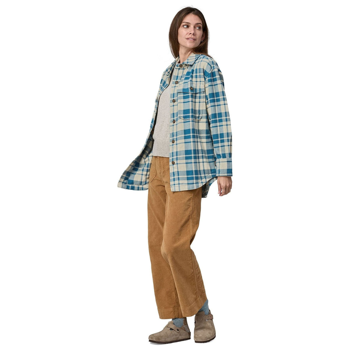 Patagonia Heavyweight Fjord Flannel Overshirt in Ice Caps: Wavy Blue - Medium