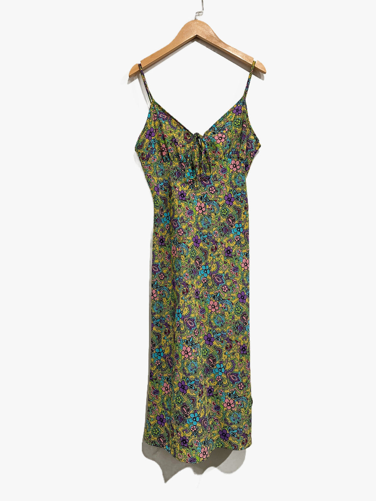Vintage 90s Une Colorful Floral Paisley Pattern Dress - Medium