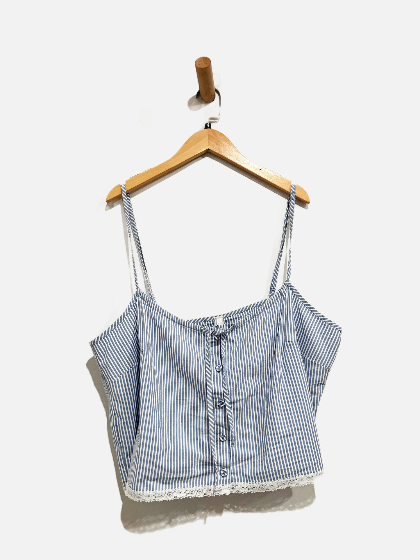 Skims Blue and White Stripe Cotton Poplin PJ Set - Large