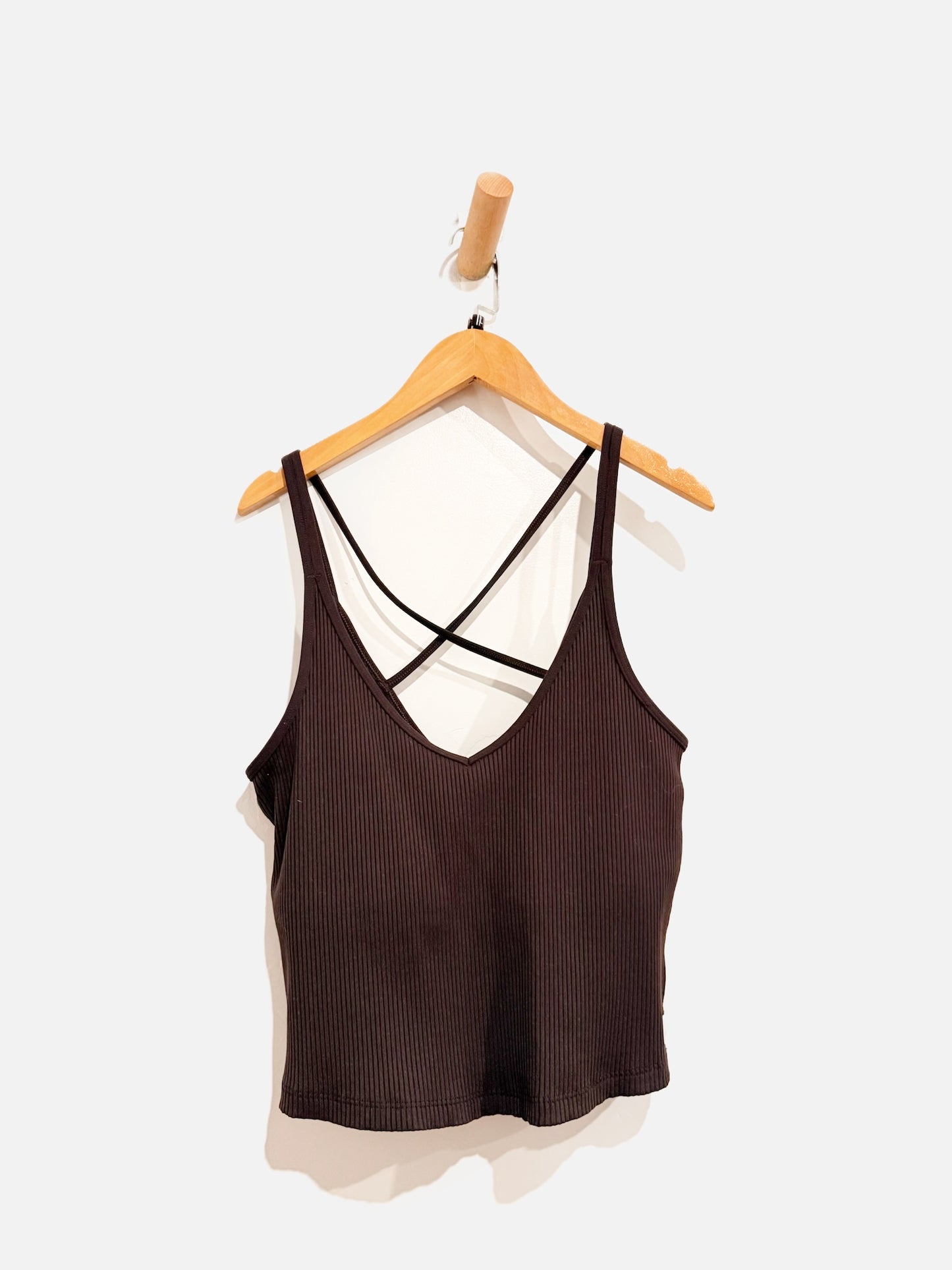 Vuori Brown Ribbed Strappy Tank - Large