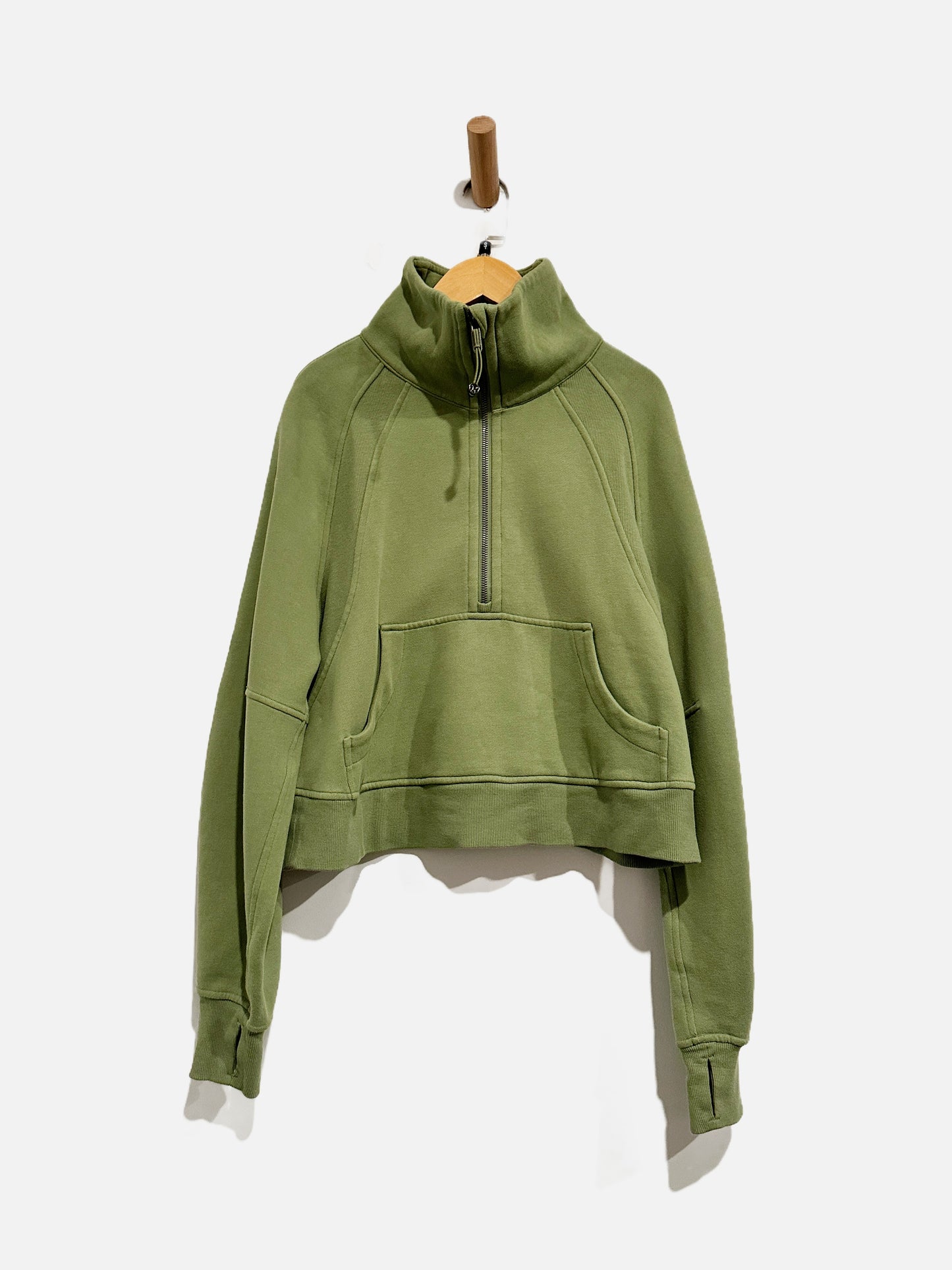Lululemon Scuba Oversized Funnel Neck Half-Zip in Bronze Green - XS/Small