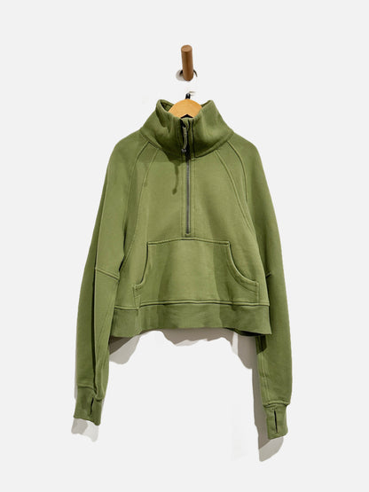 Lululemon Scuba Oversized Funnel Neck Half-Zip in Bronze Green - XS/Small