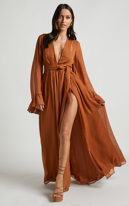 SHOWPO Dangerous Woman Maxi Dress in Rust - 6